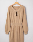 Zariah Embellished Keyhole Ribbed Sweater