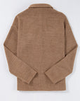 Solid Corduroy Button-Up Long Sleeve Jacket