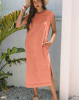 Mineral Wash Pocketed T-shirt Maxi Dress