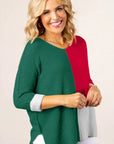 Colorblock Knit V-Neck Sweater