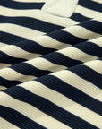 Stripe Collared V-Neck Long Sleeve Top