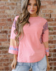 Selene Color Block Patchwork Long Sleeve Top