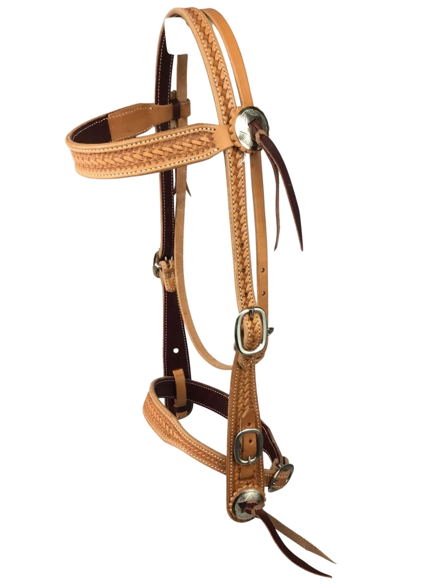 Basket Stamped Old Style Headstall with Noseband