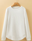 Solid Waffle Knit Long Sleeve Top