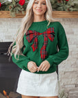 Monamara Bow Graphic Christmas Sweater