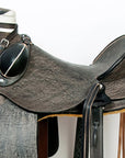 Traditional Handcrafted Antique Black Wade Ranch Roping Saddle With Exquisite Tooled Leather