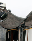 Traditional Handcrafted Antique Black Wade Ranch Roping Saddle With Exquisite Tooled Leather