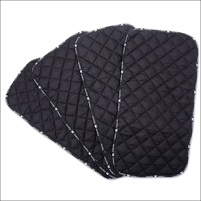 Classic Equine Horse Quilted Comfortable Standing Wraps Pad Black Pack Of 4