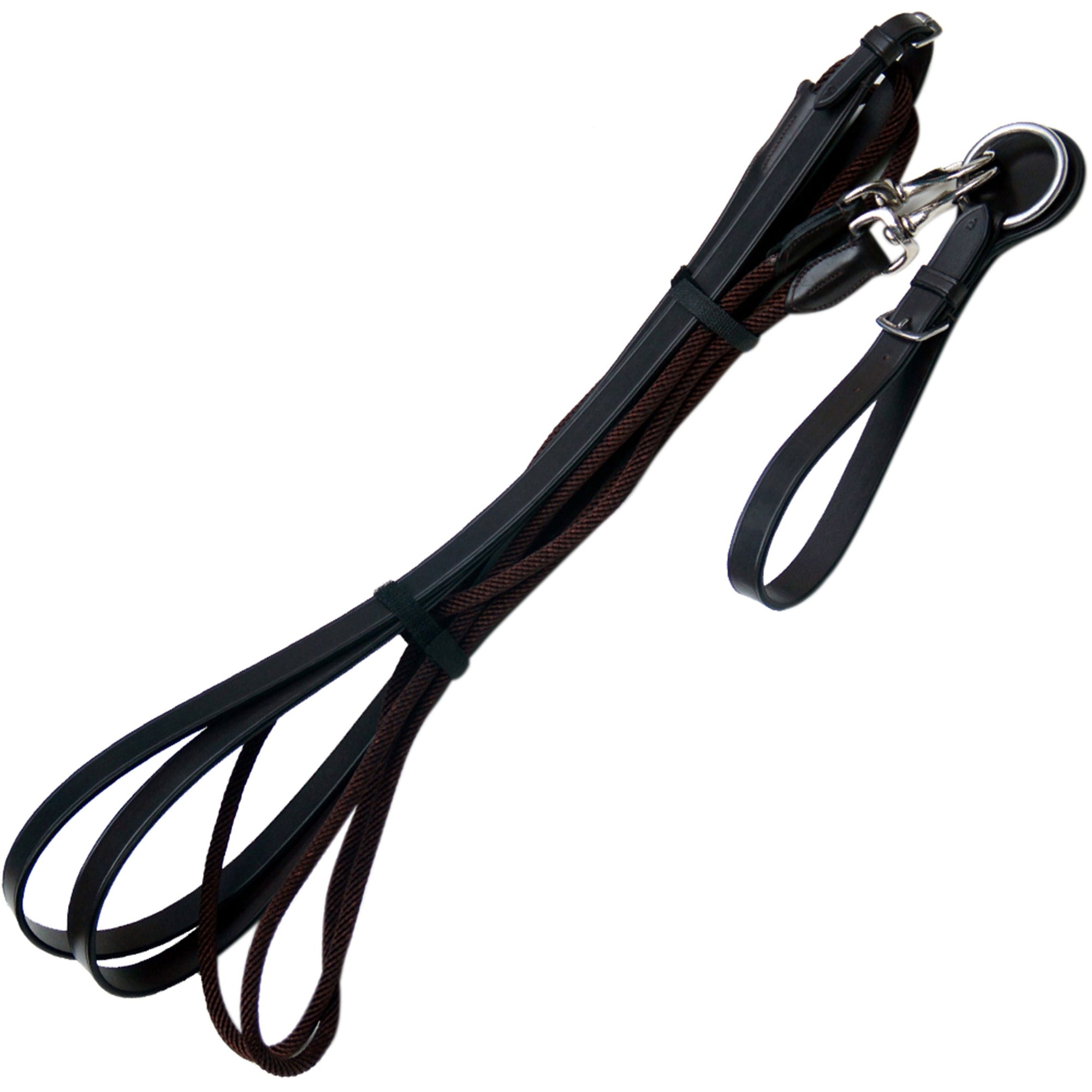 ExionPro Rope &amp; Leather Draw Reins with Girth Ring