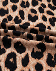 Leopard Smocked V-Neck Flowy Midi Dress