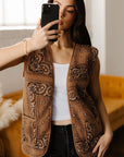 Western Paisley Sherpa Pocketed Vest