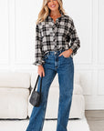 Plaid Chest Pocket Long Sleeve Buttoned Shirt