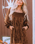 Velvet Tie-Back Square Neck Babydoll Dress