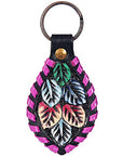 Hand Tooled Leather Key Chain Ring Handcraft Handmade Hilason