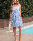 Ellie Stripe U Neck Sleeveless Loose Fit Mini Dress