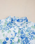 Floral Ruffle Sleeve Frilled Button-Up Shirt