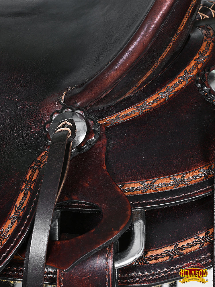 Western Horse Saddle American Leather Ranch Roping Trail Hilason Dark Brown
