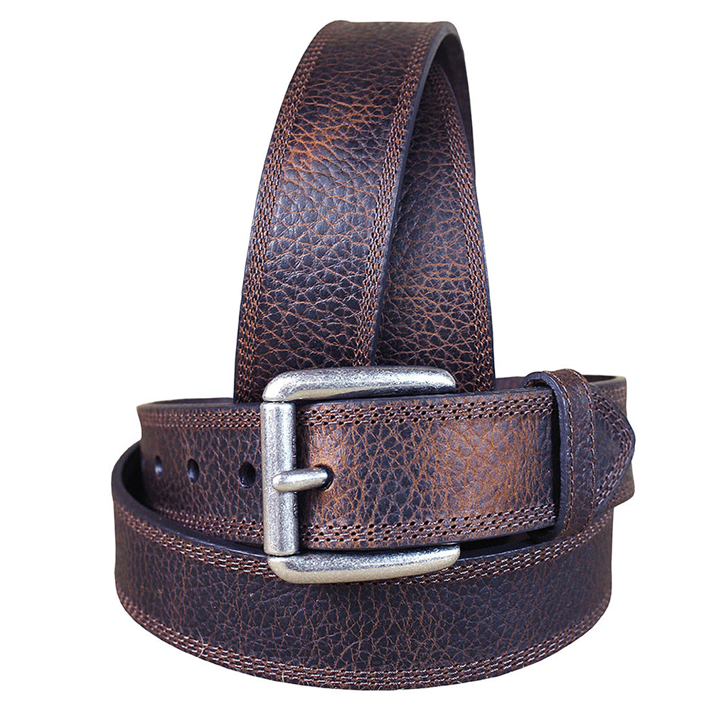 M&amp;F Western Leather Belt Ariat Working Men Textured Triple Stitched Brown
