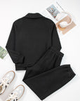 Solid Quarter-Zip Top and Drawstring Pants Set
