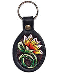 Hand Tooled Leather Key Chain Ring Handcraft Handmade Hilason