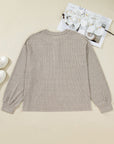 Plus Size Ribbed Knit Kangaroo Pocket Henley Top