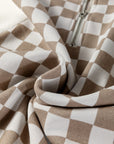 Checker Ribbed Patchwork Quarter Zip Sweatshirt