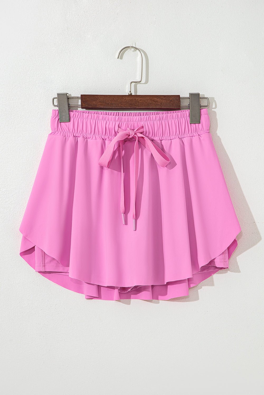 Solid Drawstring Elastic Waist Lined Tennis Skort