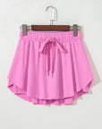 Solid Drawstring Elastic Waist Lined Tennis Skort