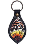 Hand Tooled Leather Key Chain Ring Handcraft Handmade Hilason