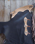 Hilason Western Bull Riding Chinks Chaps Pro Rodeo Bronc Leather Black