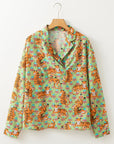 Tiger Floral Collared V-Neck Shirt