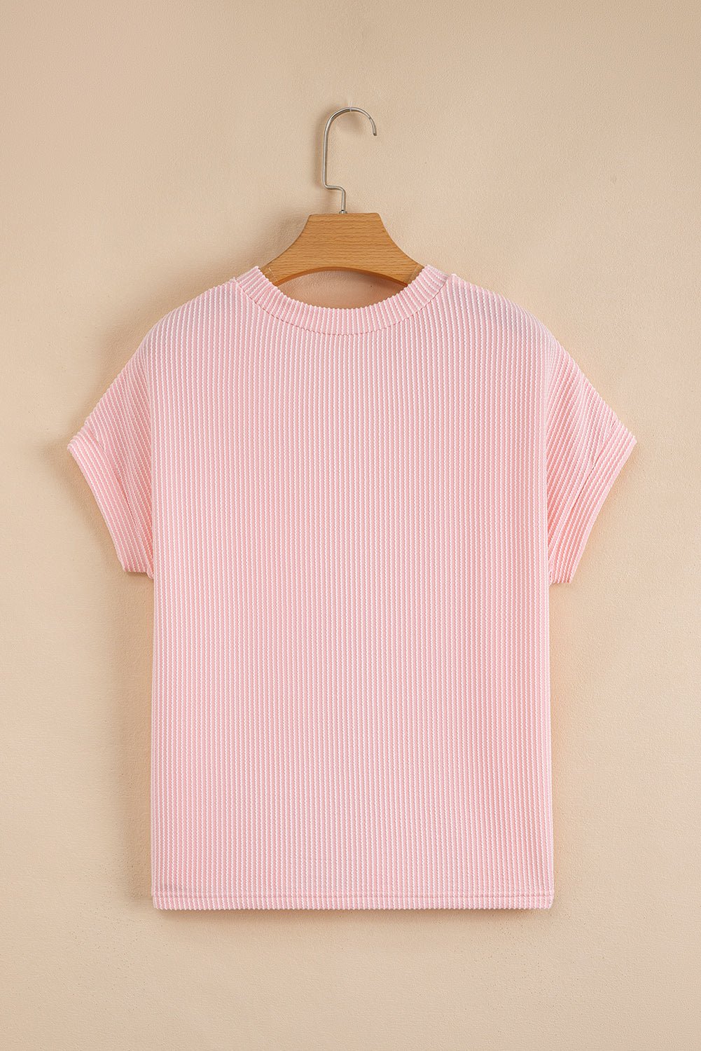 Colorblock Corded Knit Pocketed Crew Neck T-Shirt