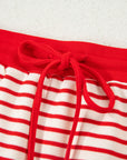Stripe Collared V-Neck Pullover and Skort Set