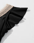 Ruffle Lace Trim V-Neck Short Sleeve Swim Dress