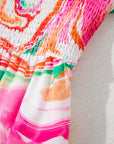 Abstract Ruffle Sleeve Smocked Maxi Dress