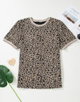 Plus Size Leopard Textured Short Sleeve T-Shirt