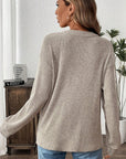 Plus Size Ribbed Knit Kangaroo Pocket Henley Top