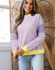 Stripe Colorblock Long Sleeve Knit Top