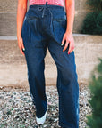 Denim Checker Side Panel Patchwork Drawstring Pants