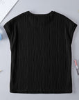 Plus Size Solid Wavy Textured Short Sleeve Tee