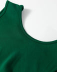 Solid Round Neck Ruched Sleeveless Dress