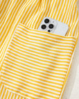 Stripe Tie Shoulder Smocked Wide Leg Romper