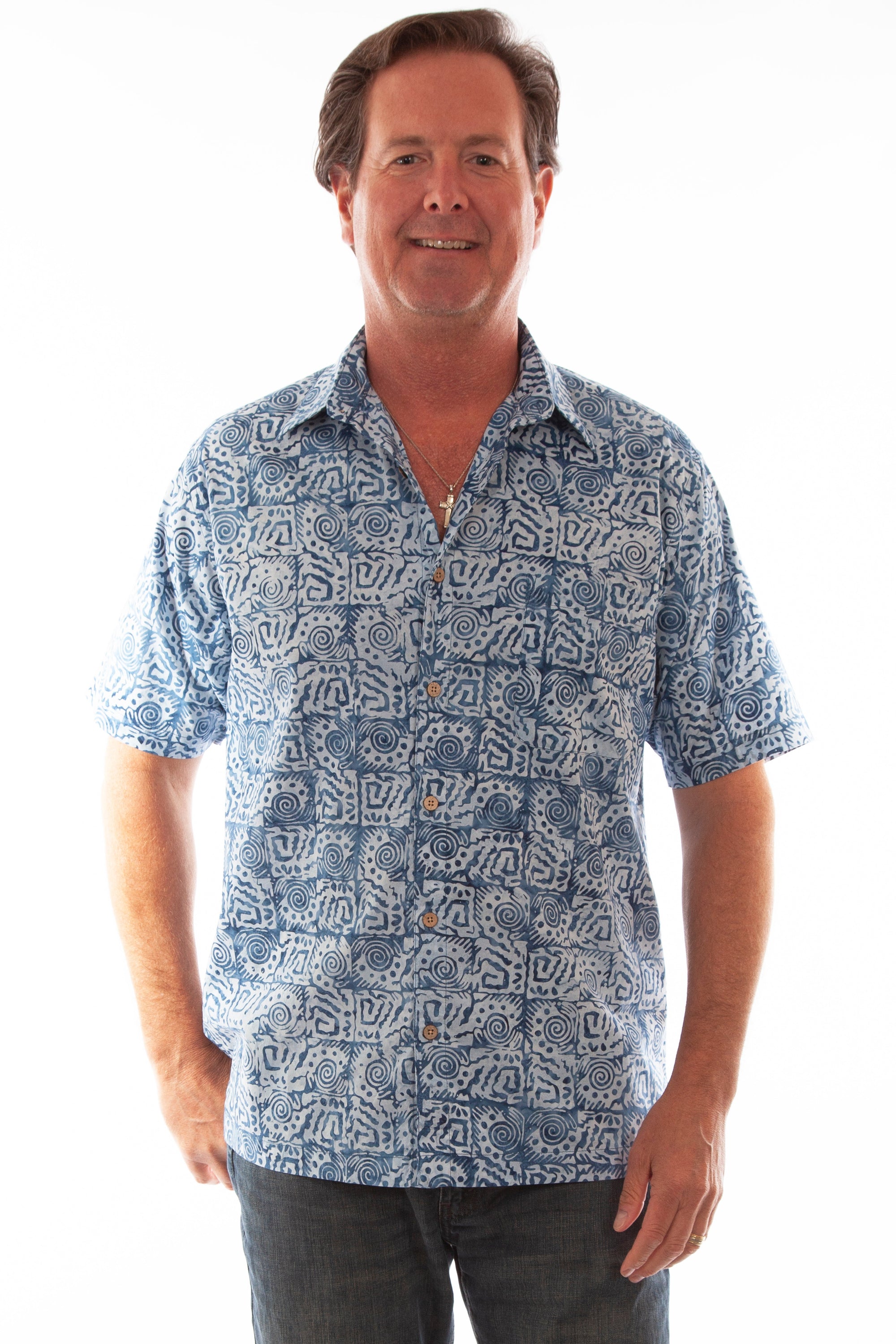 S/s Batik Indigo Squares - 5321