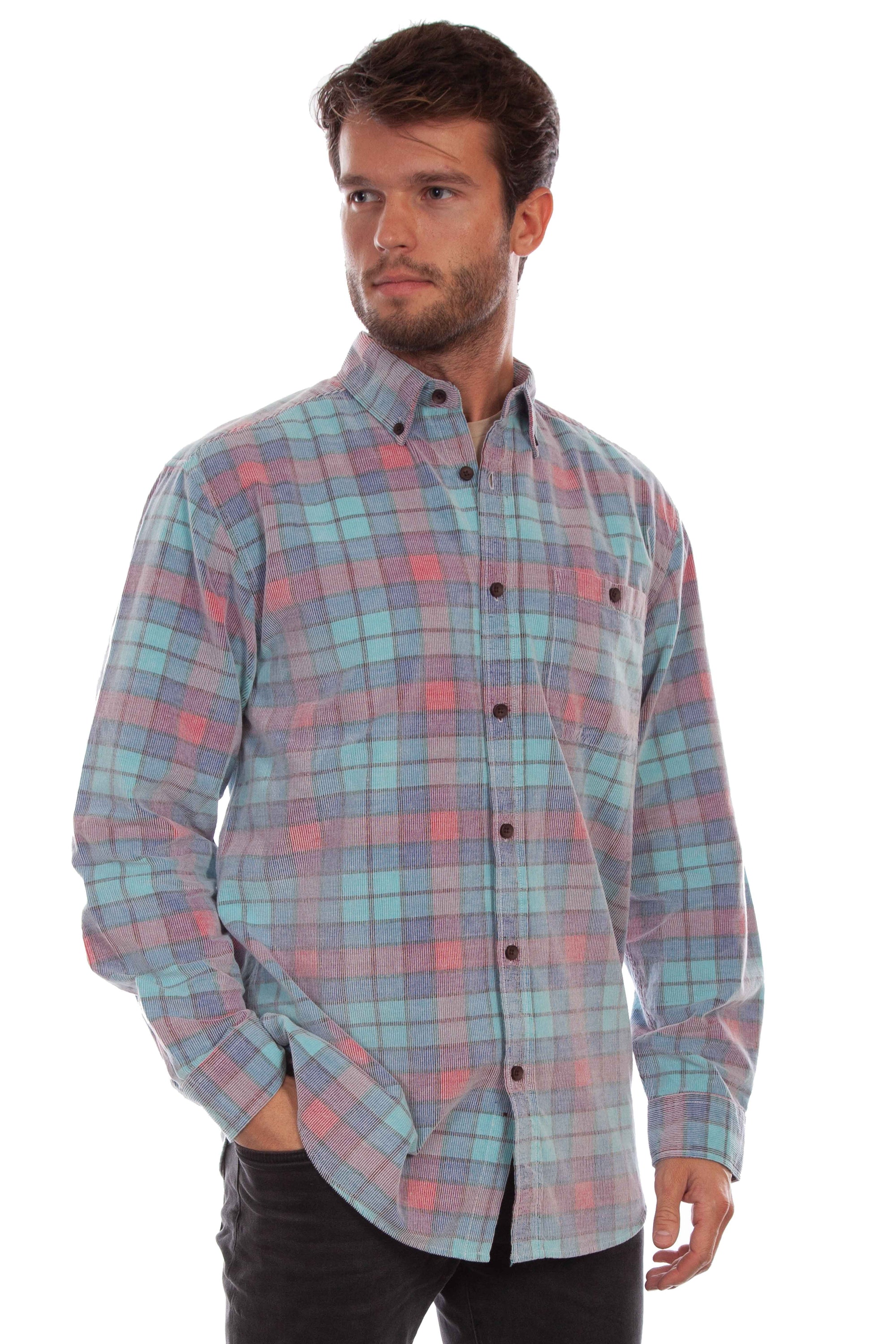 Corduroy Plaid Shirt - 5327
