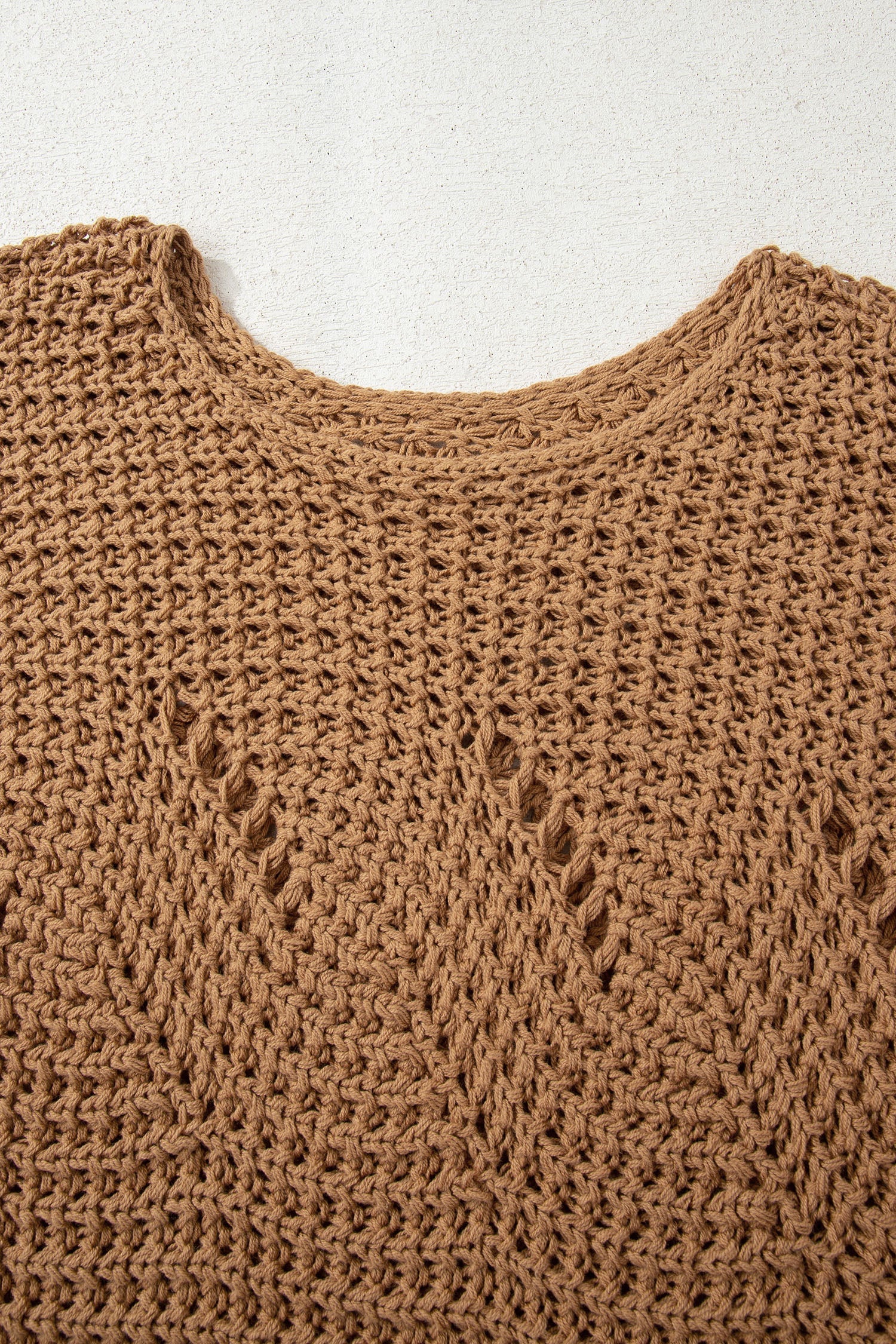 Hollowed Knit Wide Sleeve Pullover Sweater