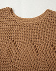 Hollowed Knit Wide Sleeve Pullover Sweater