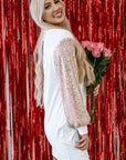 Sequin Patchwork Puff Sleeve Mini Dress