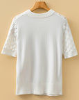 Fish Scale Textured Knit Short Sleeve Sweater