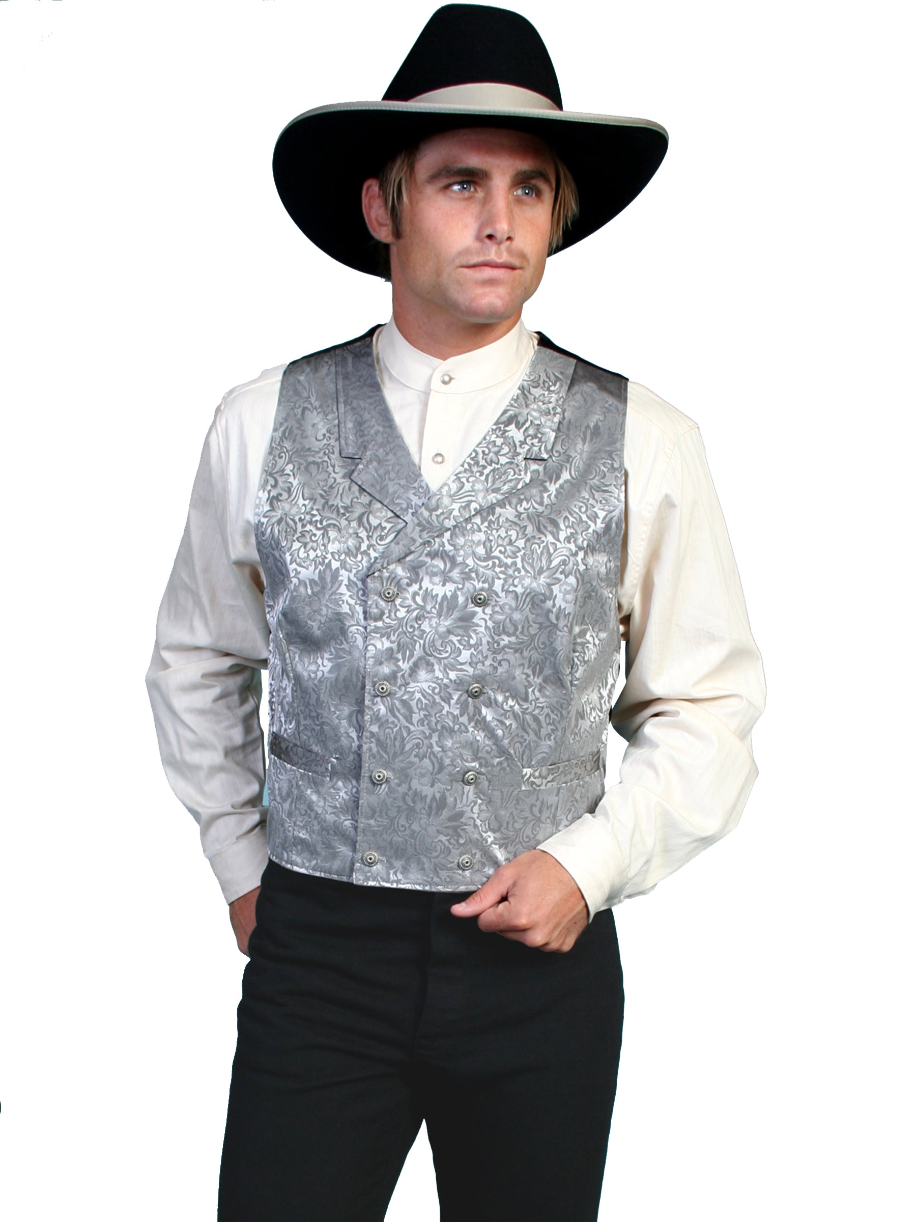 Floral Silk Double Breasted Vest - 535344