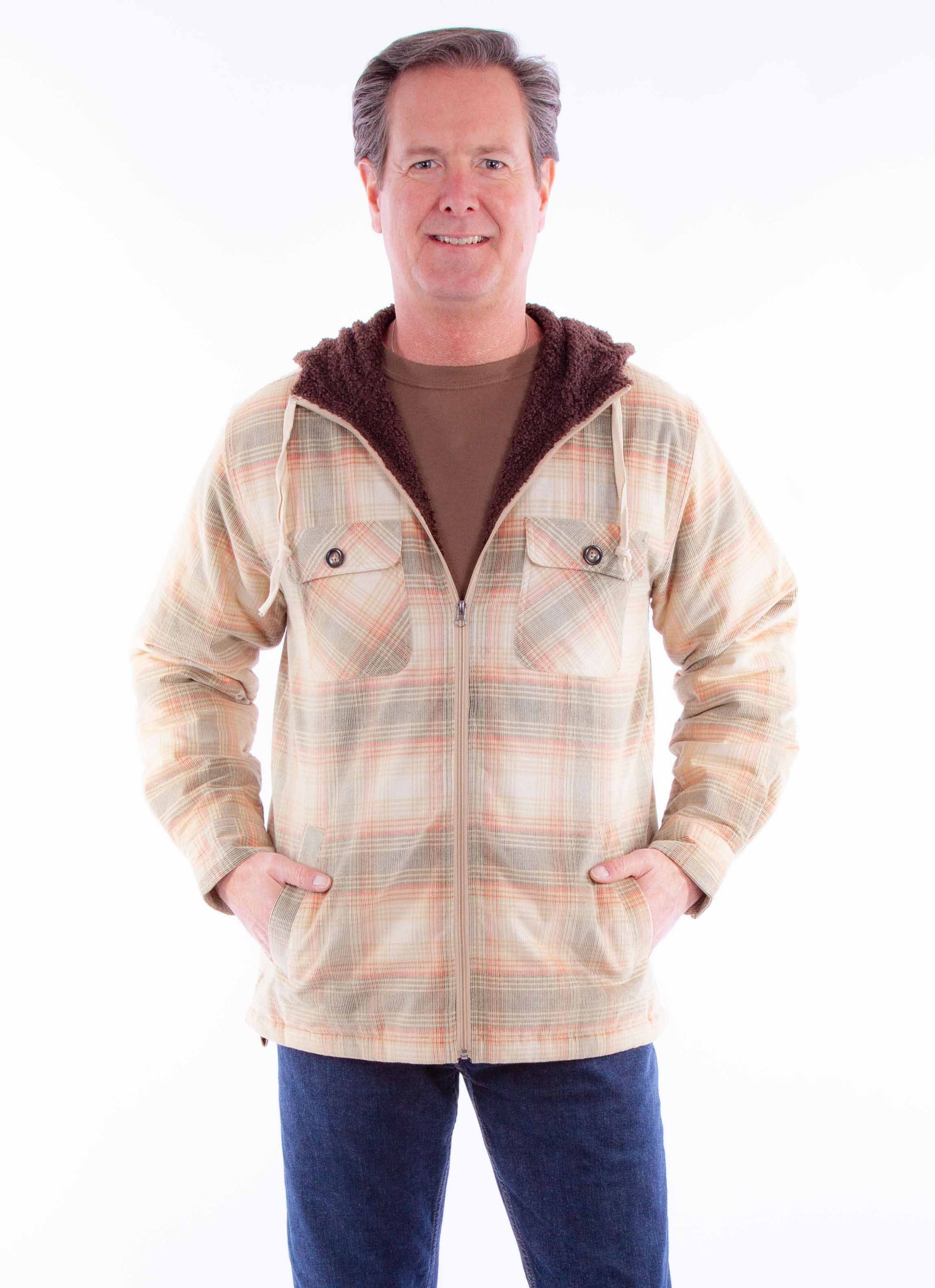 Sherpa Lined Corduroy Hoodie - 5355